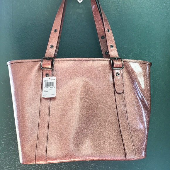 SOLD. Coach F49056 light copper glitter tote - Picture 5 of 6